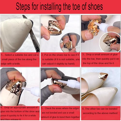 Image of 3 Pairs High Heel Protectors High Heel Toe Head Metal Pointed Cap Cover for Shoes Protection Repair Decoration