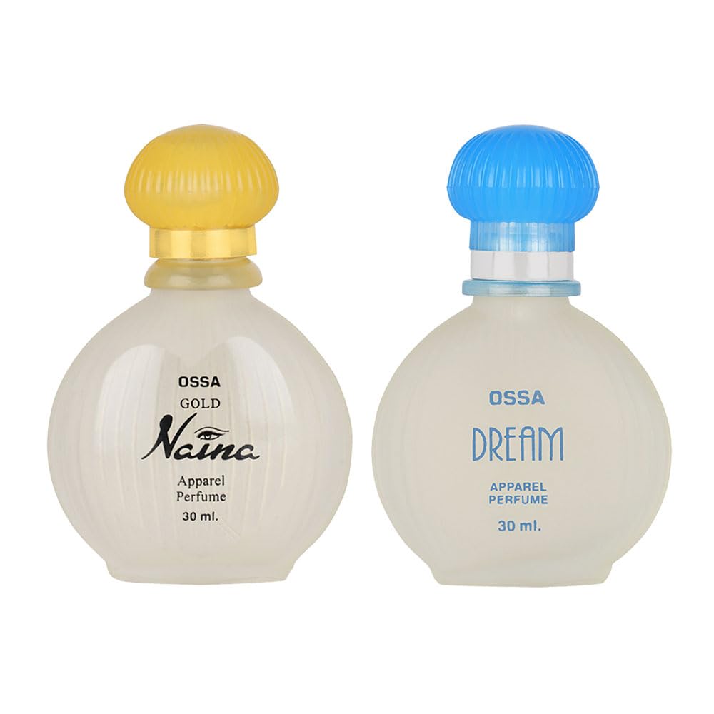 Sponsored Ad - Ossa Gold Naina & Dream Collection Apparel Perfume Set for Women, 30ML Each | Long Lasting Fresh & Floral Fragrance | Premium Apparel Perfumes Combo Pack of 2