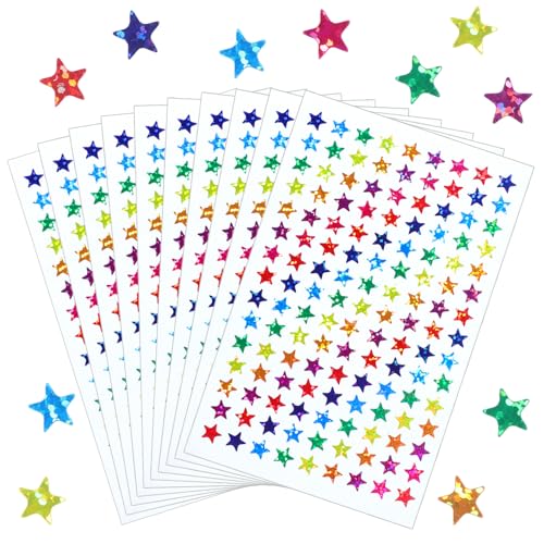 1350 Stück Klein Stern Aufkleber Glitzer Sterne Sticker Bunt Stern-Nagelsticker Belohnungssticker für Geschenkverpackung Kalender Auszeichnungen Grußkarten Kunsthandwerk Unterhaltungsdekoration