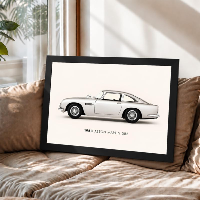 Image of 1963 DB5 Classic Sports Car Premium Framed Wall Poster (12x18 Inch) | Vintage Luxury Automobile Wall Art | Retro Car Decor for Garage, Man Cave, Office, Bedroom & Car Enthusiast Gift