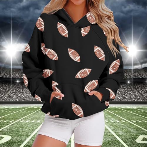 ChiyeeKiss Women's Sparkle Football Sequin Sweatshirt - Oversized Y2K Crewneck Pullover, Game Day Fleece Top - View #10