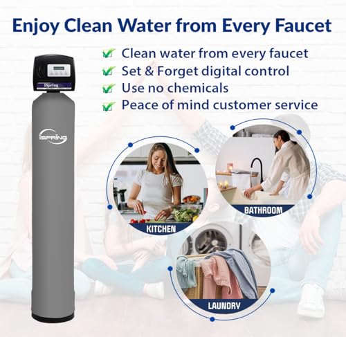 iSpring WCFM500K Whole House Water Filtration System for Iron, Manganese & Hydrogen Sulfide Removal, Well Water Compatible, Set & Forget, Lasts up to 10 Years