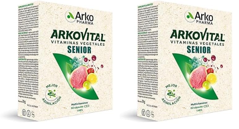 Arkopharma Arkovital Pura Energía Senior 50+ 60 Comprimidos, Mayores de 50 Años, Multivitamínico Para La Fatiga Y Menopausia, Déficit Vitamina D (Paquete de 2)