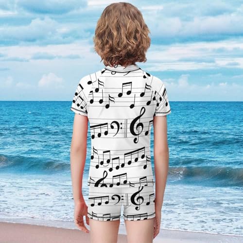 Music with Notes and ClefChildren's Swimsuits Boys Two Piece Suit8-10Y（130cm）2