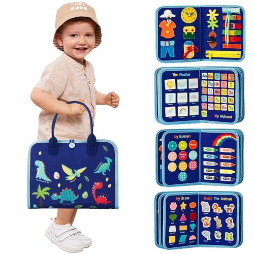 MOONKIDS Montessori Busy Board, Libro Montessori Interattivo di Feltro 1 2 3 Anni-Giocattoli Sensoriali Educativo Giochi...
