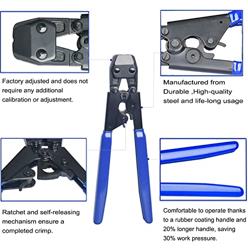 JWGJW PEX Pinch Clamp Tool for 3/8 inch, 1/2 inch, 3/4 inch, 1 inch PEX Clamps,PEX Crimping Tool,PEX Clamp Cinch Tool (JW-001)