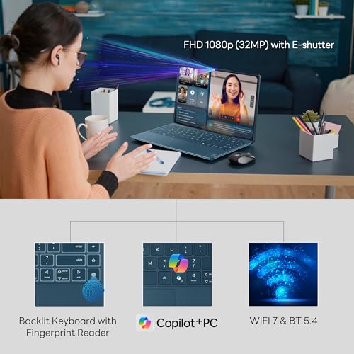 Image of Lenovo Yoga Slim 9i 14 inch 4K OLED Touch Laptop, Intel Ultra 7 258V, 32GB RAM, 2TB Storage(1TB SSD&1TB Docking Station), Intel Arc Graphics, Backlit Keyboard, Copilot+PC, Fingerprint, Win 11, Tidal Teal