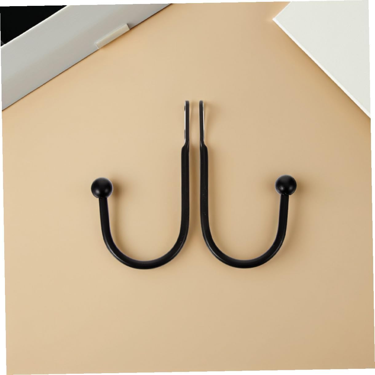 4pcs Black Metal U-Shaped Curtain Side Hooks Holdbacks, Wall Mounted Drapery Tiebacks with Screws for Living Room and Bedroom Window Treatment