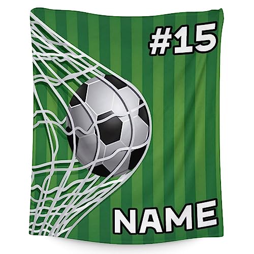 Mercuryelf Custom Soccer Blanket Gifts, 60"x80" Personalized Football Throw Blanket for Boys Mens, Cozy Lightweight Fleece Plush for Sofa Bed Room Decor