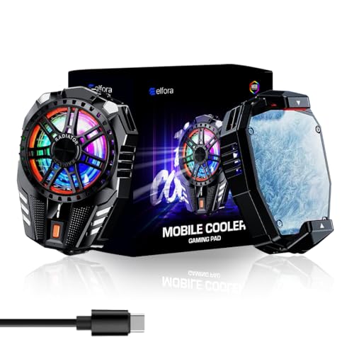 Image of Elfora Mobile Cooler | Phone Cooler | Gaming Mobile Cooler | Fast Cooling With Advanced Cooling Chip & Built-In LED Temperature Display Compatible For Android & IPhones | Black, 20x20x4 Cm