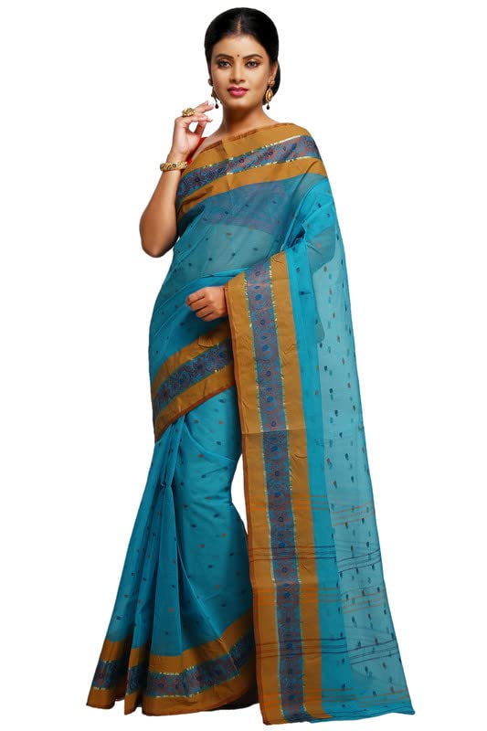 Image of BENGAL HANDLOOM Women's Tangail Cotton Tant Saree Model 5 with Butta Work without Blouse Piece