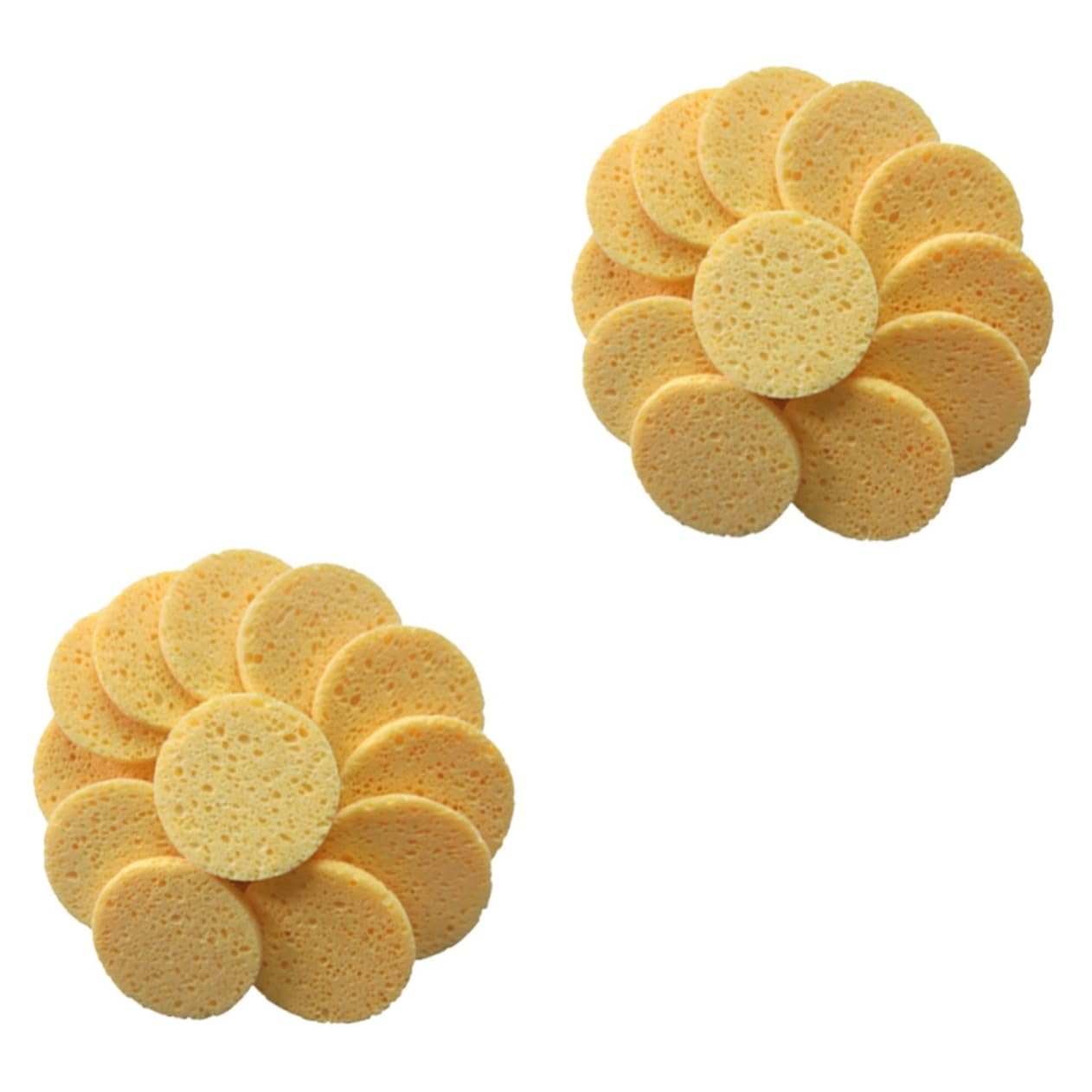 Housoutil 2sets Face Cleaning Puff Makeup Cotton Pads Round Sponge 90x8mm Gentle Safe 20pcs*2