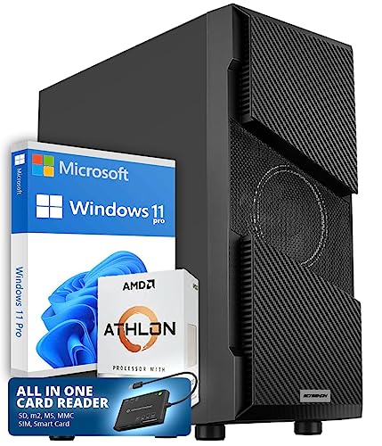 Business Office Work PC | AMD Athlon | 8GB RAM | 240GB SSD | Smart Card Reader 7-in-1, Smart Card, SIM, SD/SDHC/SDXC, Micro SD/T-Flash, MMC, MS, M2 | Windows 11 Computer | WiFi | Office Word | Excel
