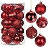 6CM Weihnachtsdeko Weihnachtskugeln, 25 Stücke Bruchsiche Christbaumkugeln Ornamente Weihnachtsbaumschmuck für Weihnachtsbaum Christbaumkugeln Weihnachtsdekoration Kugeln