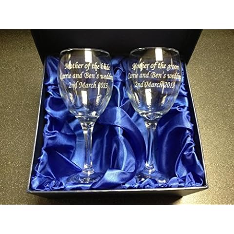 Personalised Engraved Pair of Wine Glasses in Satin Lined Box (2) Cover