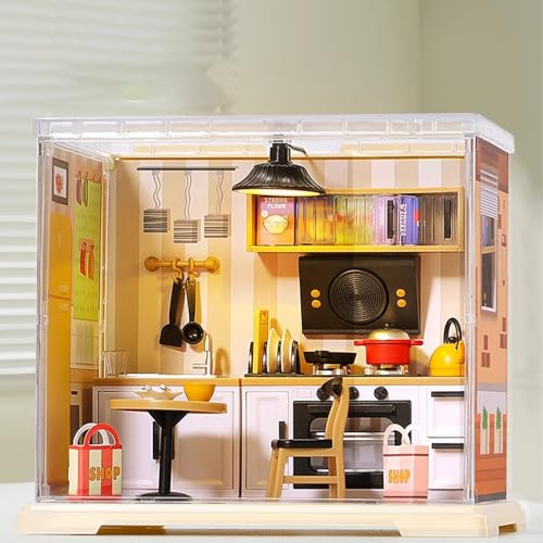 Kit de construction miniature pour café cosy de cuisine et vitrine