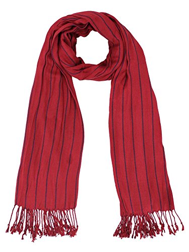 Luxury Divas Pinstripe Unisex Scarf Wrap With Fringe