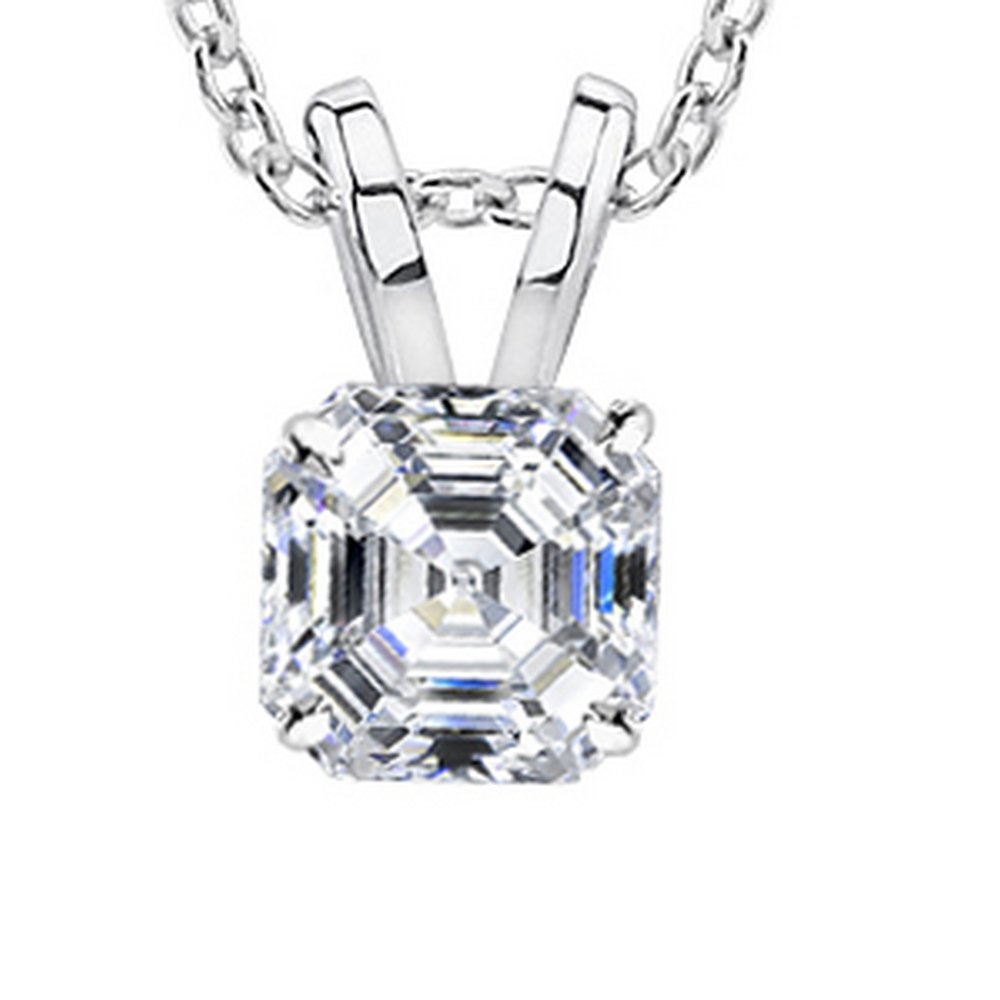 0.38 Carat Platinum Emerald Shape IGI Certified LAB GROWN Diamond Solitaire Pendant Necklace Jewelry for Women with 18" Gold Chain