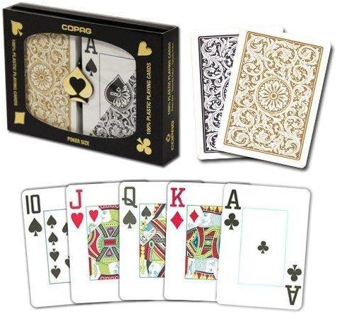 Copag 1ダースプラスチックトランプブラックゴールドポーカーサイズ