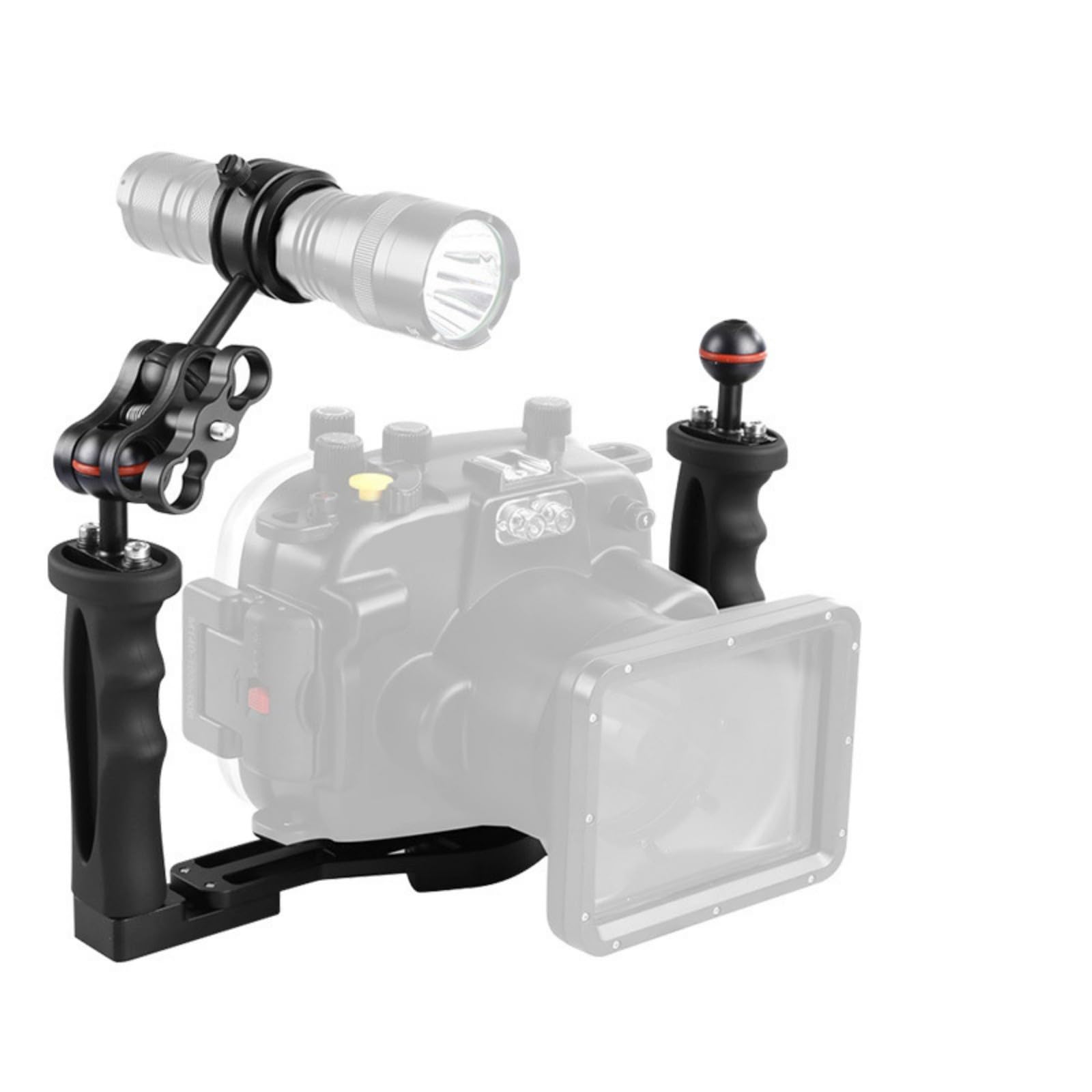 Impugnatura ergonomica per fotocamera con impugnatura in lega di alluminio leggera per uso subacqueo, comoda impugnatura