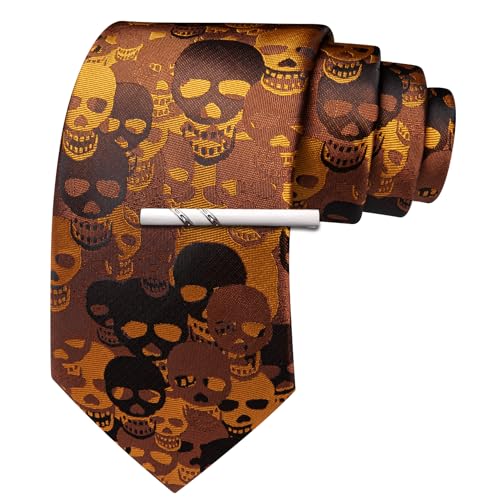 Image of Barry.Wang Silk Ties for Men Fun Necktie and Tie Clip Set for Wedding Party Business Formal Extra Long