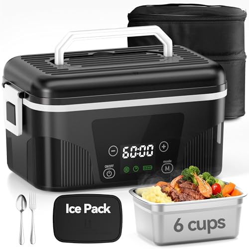 DOLOPL Cordless Electric Lunch Box for Adults, Portable Rechargeable Heated Lunch Box with Scheduled...