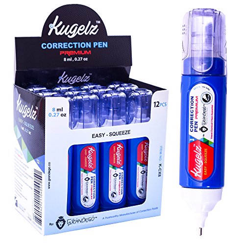 KUGELZ School and Office White Liquid Correction Pen Bulk Pack of 12