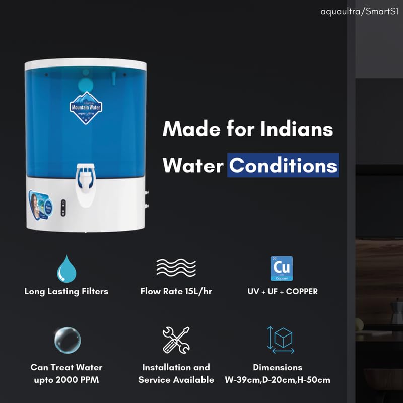 Image of aquaultra Water purifier | RO+UV Filtration | Copper Alkaline Purification | 9L storage (C11 (TDS+COVER))