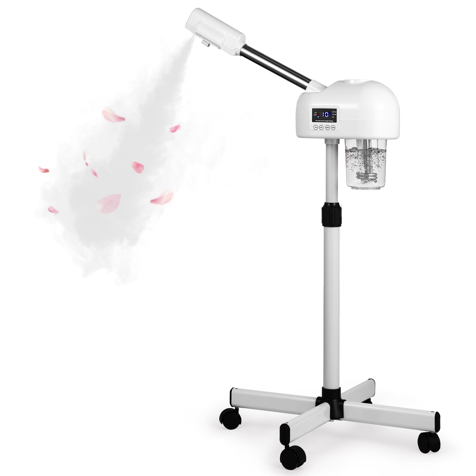 Professional Facial Steamer for Estheticians, Hot Mist & Ionic Ozone, Vaporizador Facial Profesional Steamer On Wheels for Home Use & Spa Salon Skin Cleasning