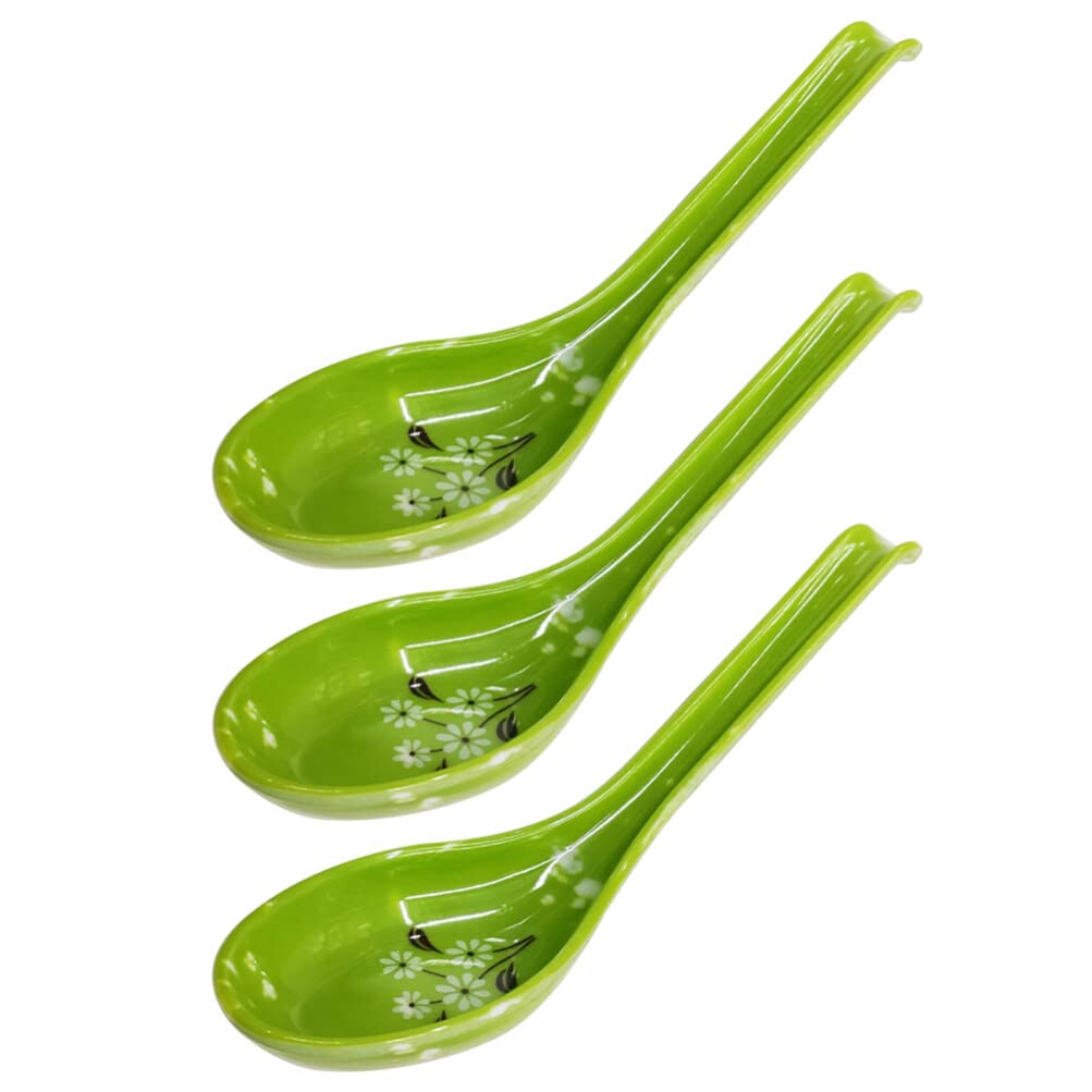3 Pcs Asian Soup Spoons Melamine Chinese Soup Spoon Soup Spoon Ramen Noodle Spoons for Home