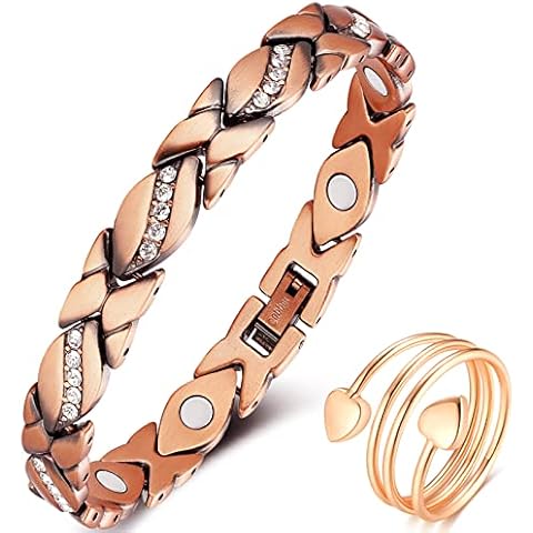 Vicmag Copper Magnetic Bracelet for Women 3500 Gauss Magnets Brazaletes 100% Solid Pure Copper Jewelry Bracelet (Adjustable Size with Gift Box) (Copper) Cover
