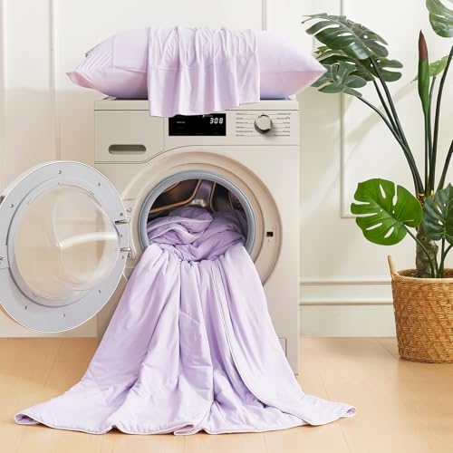 Cozy Bliss Cooling Comforter Twin Size, Cooling Blankets for Hot Sleepers and Night Sweats, Purple Summer Comforter for Twin Size Bed, Breathable Soft Lightweight Silk Smooth