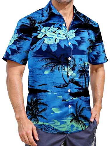 Maxure Hawaiian Shirt for Men, Men's Beach Button Down Short Sleeve Shirts, Summer Vacation Tropical Printed Clothing