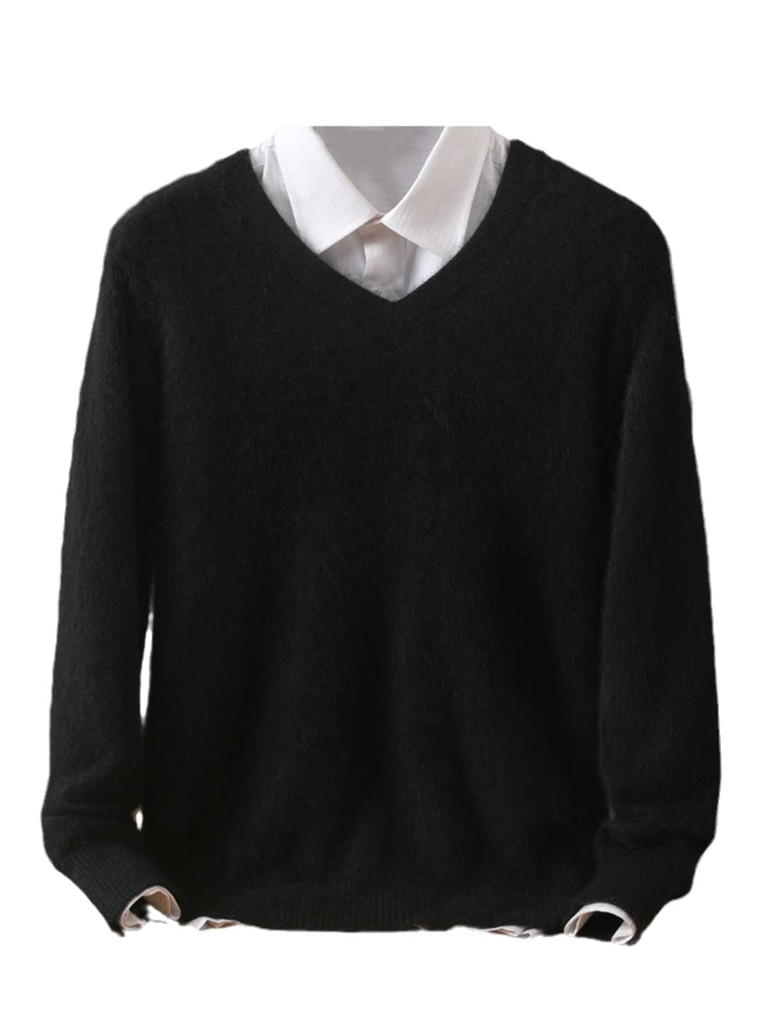 Vogrtcc Maglione in cashmere da uomo con scollo a V Pullover in maglia di grandi dimensioni maglione invernale top maglioni a maniche lunghe