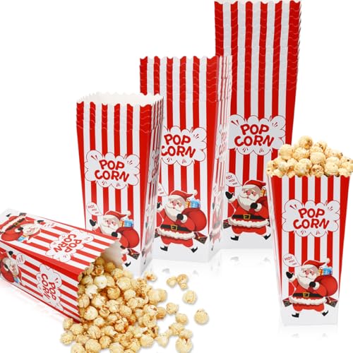DECYOOL 30 Pack Christmas Popcorn Paper Boxes, Holiday Snack Containers