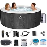 Inflatable Hot Tub | 2 to 3 Person Bubble Massage Spa with 105 Soothing Massage AirJets & Dual-Heating Tech (Up to 104°F) | Portable Outdoor Pool Whirlpool with Smart Filtration & Insulated Cover