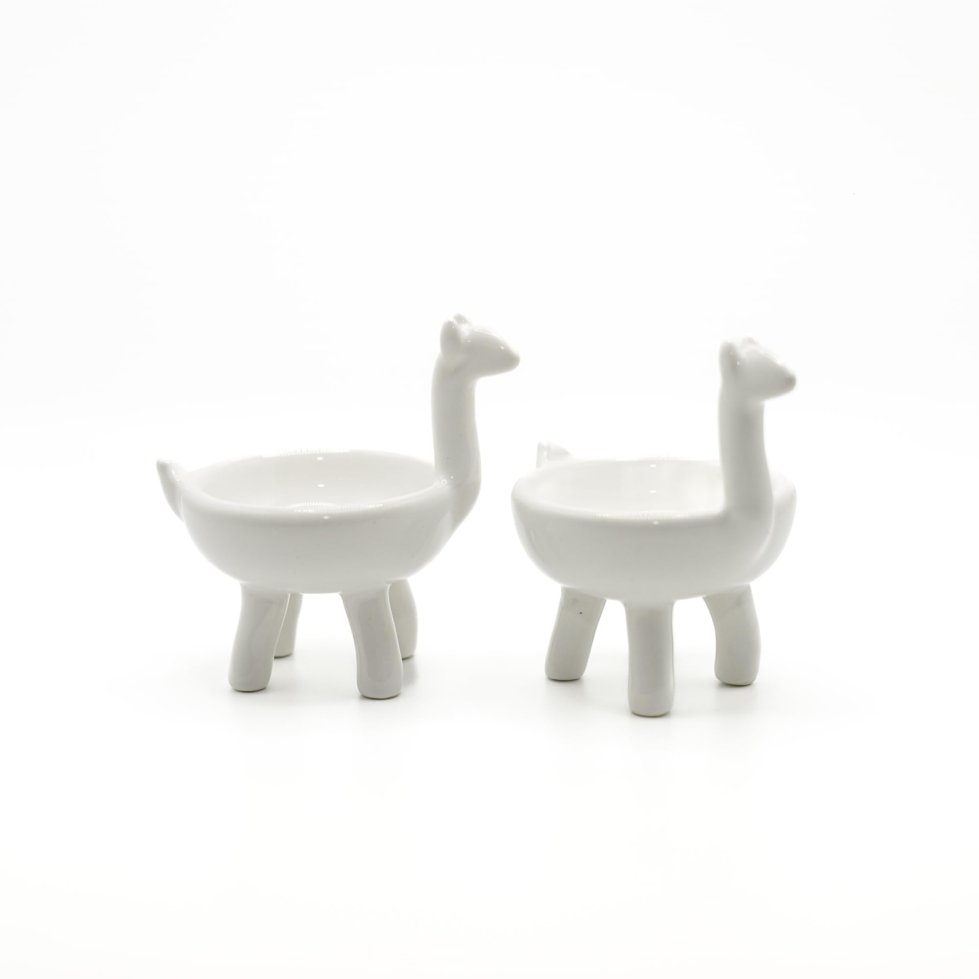 Fox Run Ceramic Llama Pinch Bowls, Set of 2 White Spice, Sauce, and Condiment Bowls, 2.36" x 3.15"