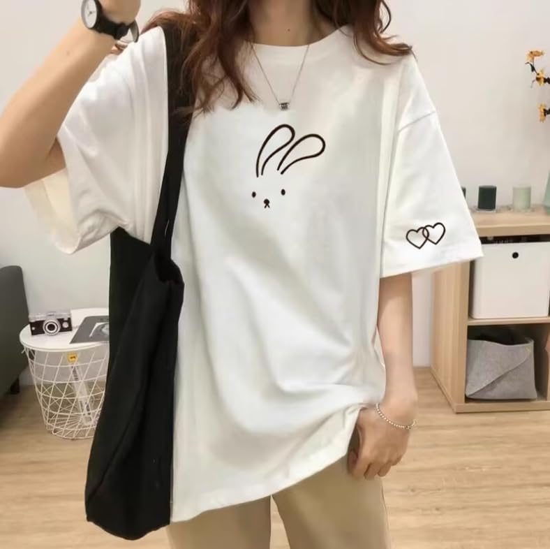 ゆったりTシャツ レディース 半袖 丸首 綿 ビッグシルエットカットソー カジュアル かわいい おしゃれ 大きいサイズ ファッション 夏服