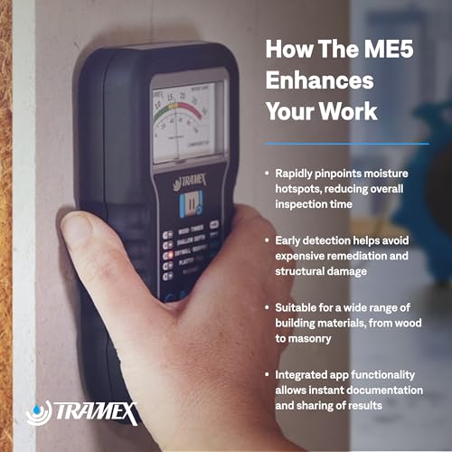 Tramex Moisture Encounter ME5 | Pinless Meter for Measuring Moisture Content in Wood, Drywall & Building Materials