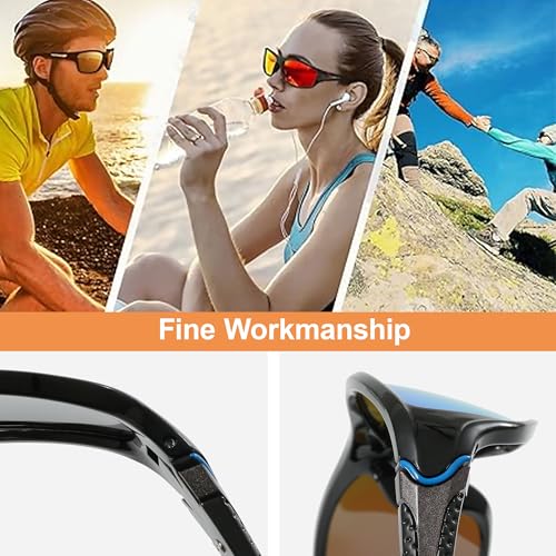 Sunglasses Men Polarized Sunglasses for Mens and Womens,Black Retro Sun Glasses Driving Fishing UV Protection BLUE+ORANGE+GREEN4
