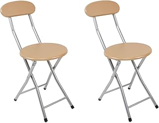 FERRETERIA LEPANTO Silla Plegable, Taburete bajo Plegable, Silla Apta para Interior y Exterior, Alto. 74 cm x Diámetro. Ø30 cm. (2, Natural)