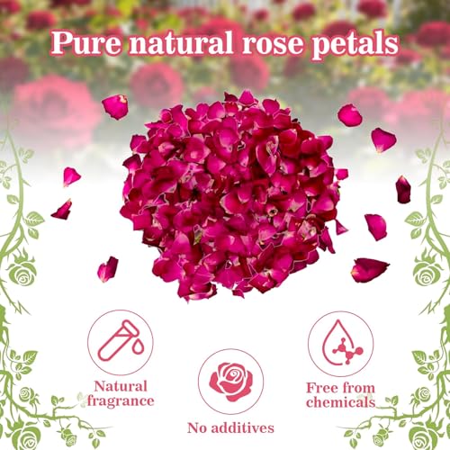 Image of 11oz Dried Rose Petals - Real Flower Petals for Bath Spa, Soap & Candle Making, Wedding Flower Confetti, Resin Crafts & DIY Decorations, Romantic Valentine's Day & Event Decor