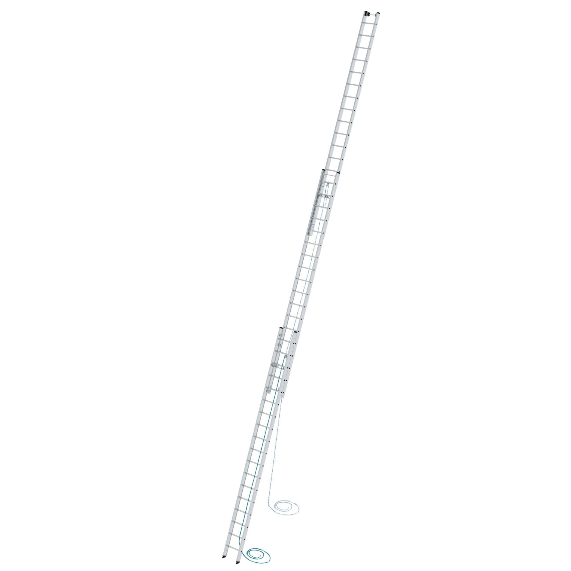PROREGAL Sprossen-Seilzugleiter 3-teilig ohne Traverse 3x18 Sprossen | Leiter, Teleskopleiter, Trittleiter, Bockleiter, Sprossen-Doppelleiter