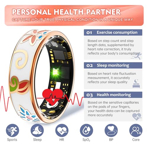 Smart Ring Health Tracker for Women Men, Sleep Tracker with Heart Rate,SpO₂,Blood Pressure, Fitness Ring for Activity Mo - Additional View