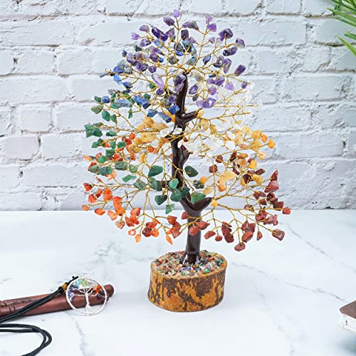 Crocon® 7 Chakra Tree of Life Pendant, Crystal for Positive Energy Gemstone Attraction, Feng Shui Money Bonsai - Image 3
