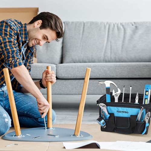Image of FASTPRO 232-Piece Home Tool Set with Drill, 20V Cordless Drill Driver, Household Repairing Tool Kit with Drill, 12-Inch Wide Mouth Storage Tool Bag Included, Blue