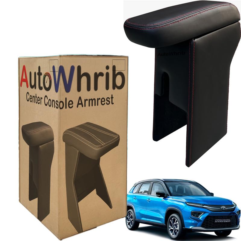Image of Car Arm Rest For Urban Cruiser Hyryder 2023 Armrest with Storage Box & Soft Cushion Pad, Luxury Arm Rest, Black Colour