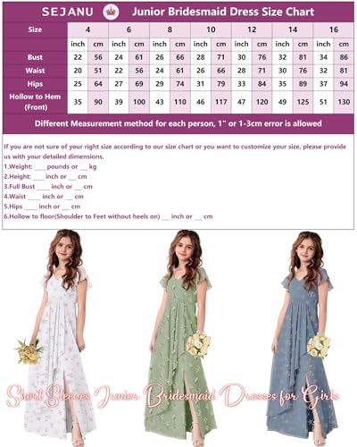 Chiffon Floral Junior Bridesmaid Dresses for Girls Ruffle Sleeves Party Formal Guest Wedding V Neck Flower Girl Dress4