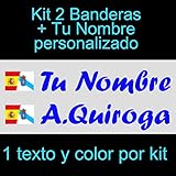 KIT Pegatinas adhesivo bandera España / Galicia con nombre personalizado.Vinilo impreso y cortado en la bandera y vinilo cortado en el texto - De larga duración. Apto para pegar en: chapa, hierro, madera, cristal, aluminio y cualquier superficie limpia y seca.