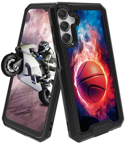 Coque de téléphone hybride double couche en polycarbonate rigide et silicone souple avec motif ballon de basket feu d'eau pour femme - Coque de protection...